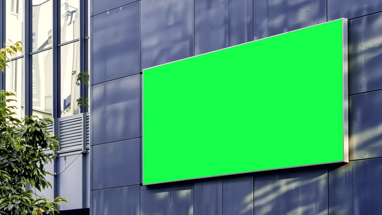 Digital billboard screen live mockup on building animated overlay, transparent 4K video, alpha
