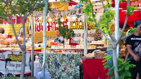 vibrant street food scene with bustling activity