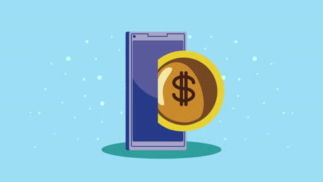 coin in smartphone financial animation