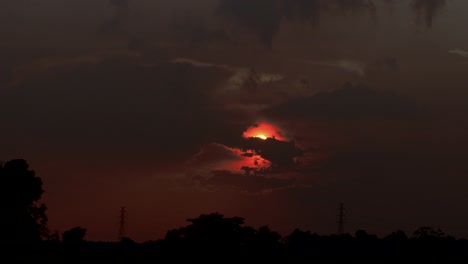 sunset in cloudy day, time lapse