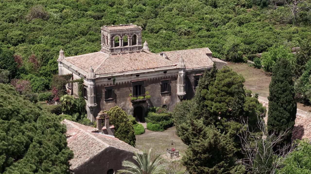 Historic villa in Sicily, Godfather filming location, lush and serene scene