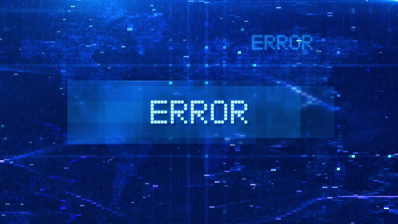 Error Digital Text Animation over Futuristic World Map and HUD Effects