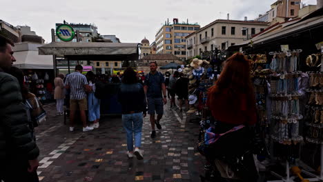 bustling street market in athens