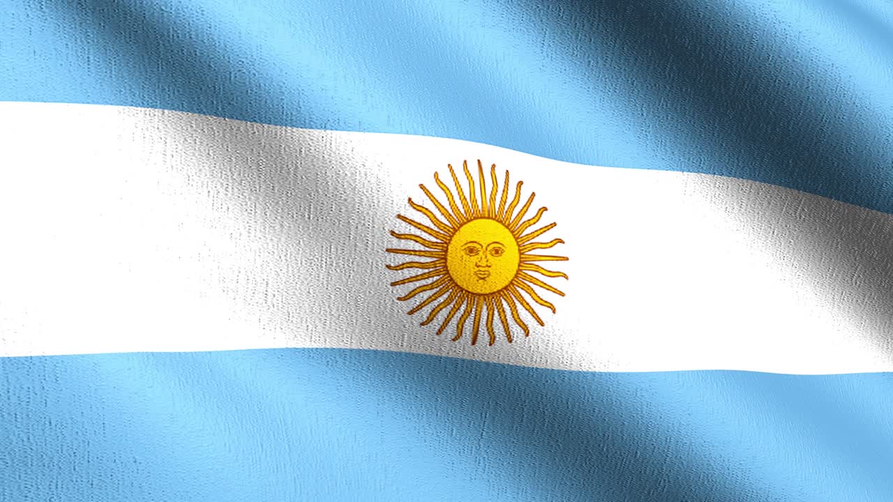 Sømløs loop 4K video. Argentinas nationalflag blæser i vinden, isoleret. Officielt patriotisk abstrakt design. 3D-rendering illustration af viftende tegn/symbol