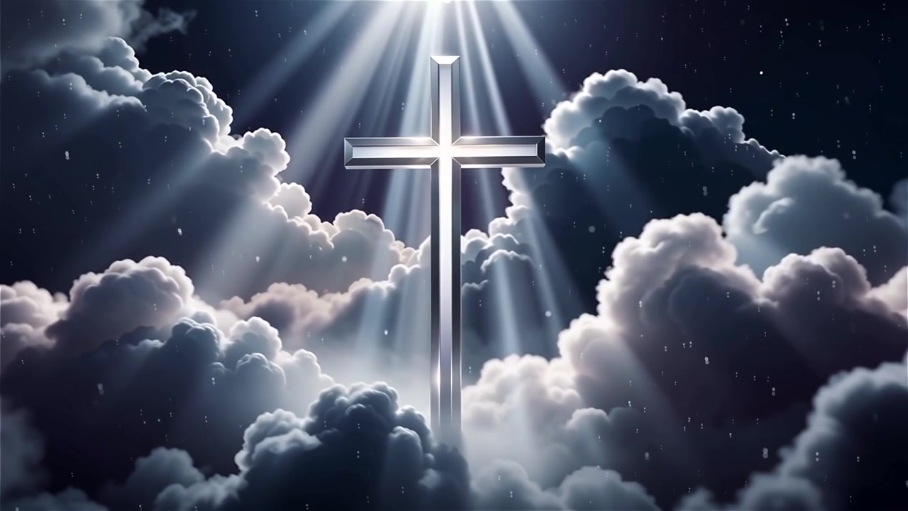 Christian Cross Heavenly Light Worship Background