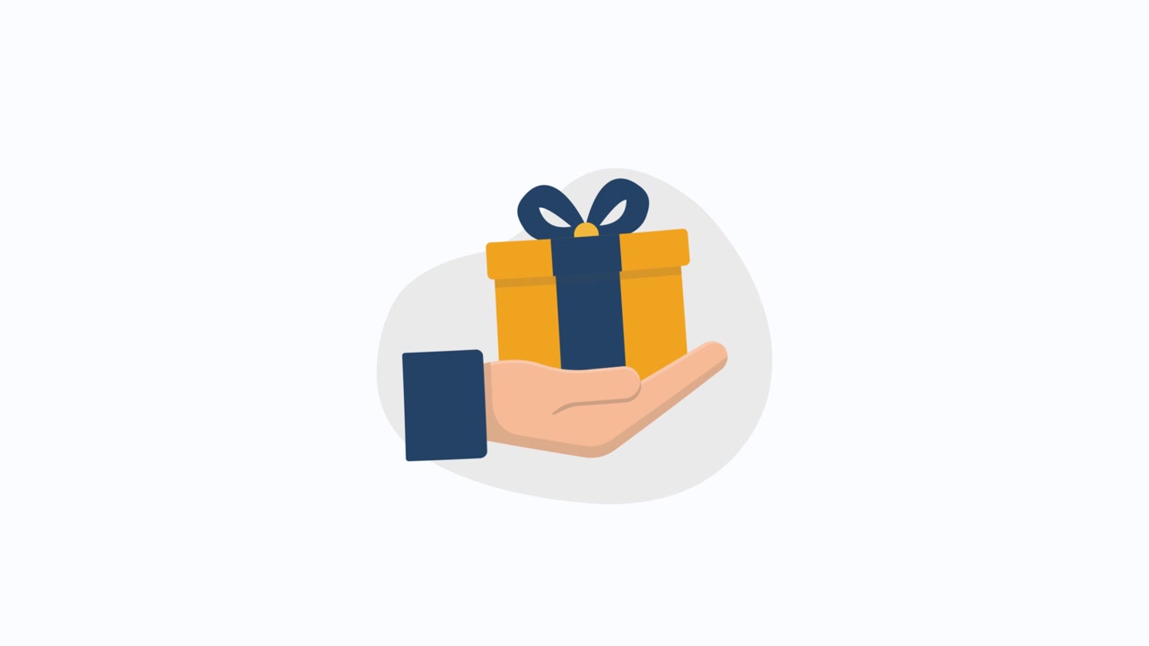 Animated Hand Holding a Yellow Gift Box