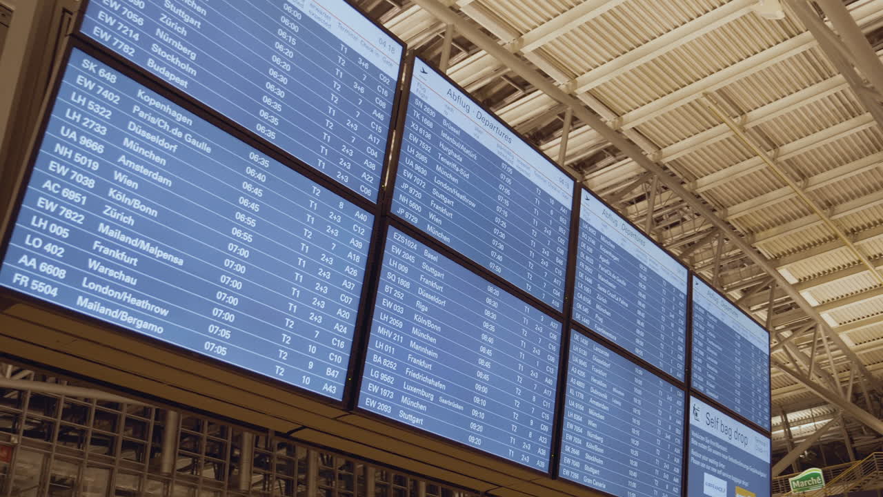 Airport Departure Board Displays Flight Information
