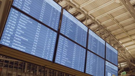 airport departure board displays flight information