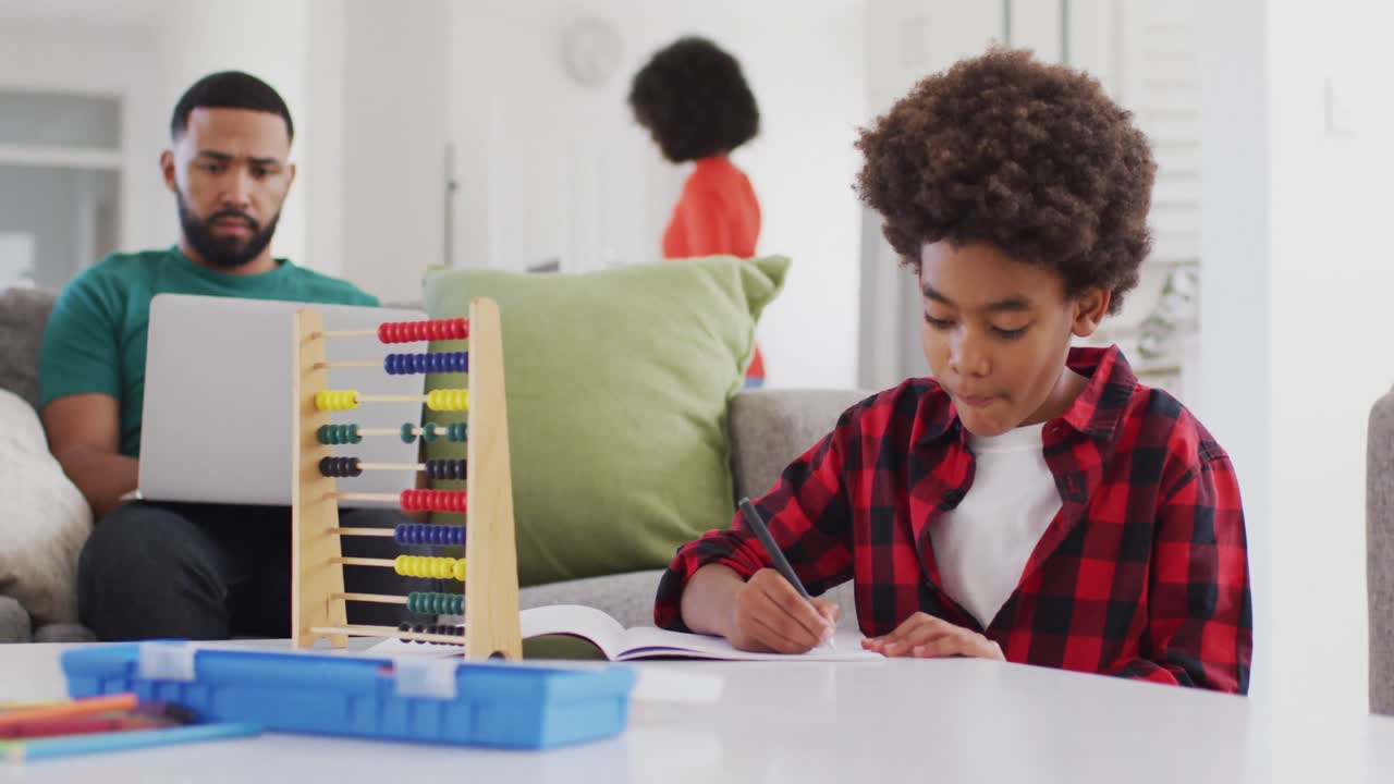 Boy doing homework at home