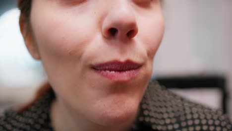 Woman Eats Small Fruit Cakes In Italy