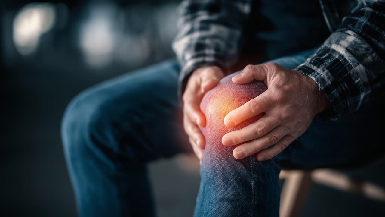 A Man Experiencing Knee Pain While Sitting, Highlighting the Struggles ...