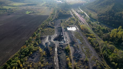 Flying-over-the-industrial-land,-Hungary