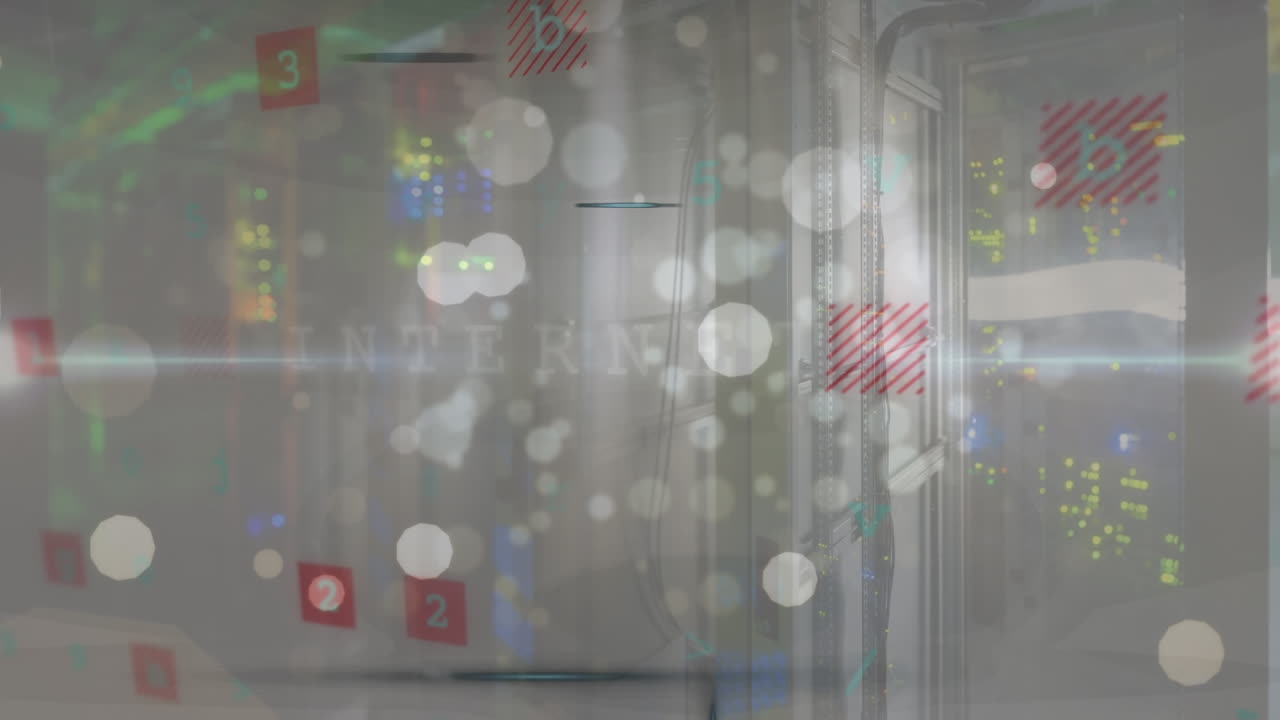 다채로운 배경에 화면에 다양한 과학 데이터를 애니메이션