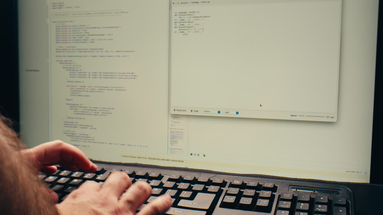 Close-up of Programmer Typing Code on Computer Keyboard
