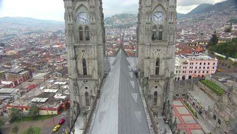 Kippen-Sie-Die-Dachaufnahme-Des-Basicala-Del-Voto-Nacional-In-Quito-Ecuador-Mit-Stadthintergrund-Hoch