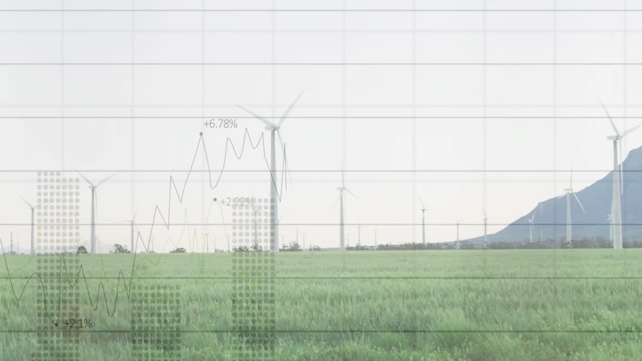 풍력 터빈에서 데이터 처리의 애니메이션