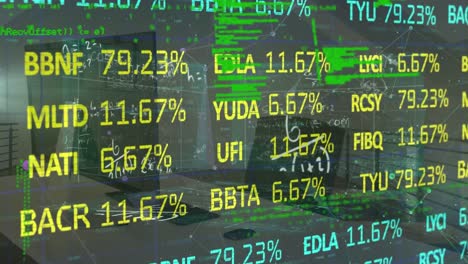 animación del procesamiento de datos y mercado de valores en la oficina