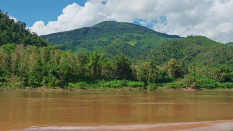 panoramic river view mountain background, tropical climate, sunny day