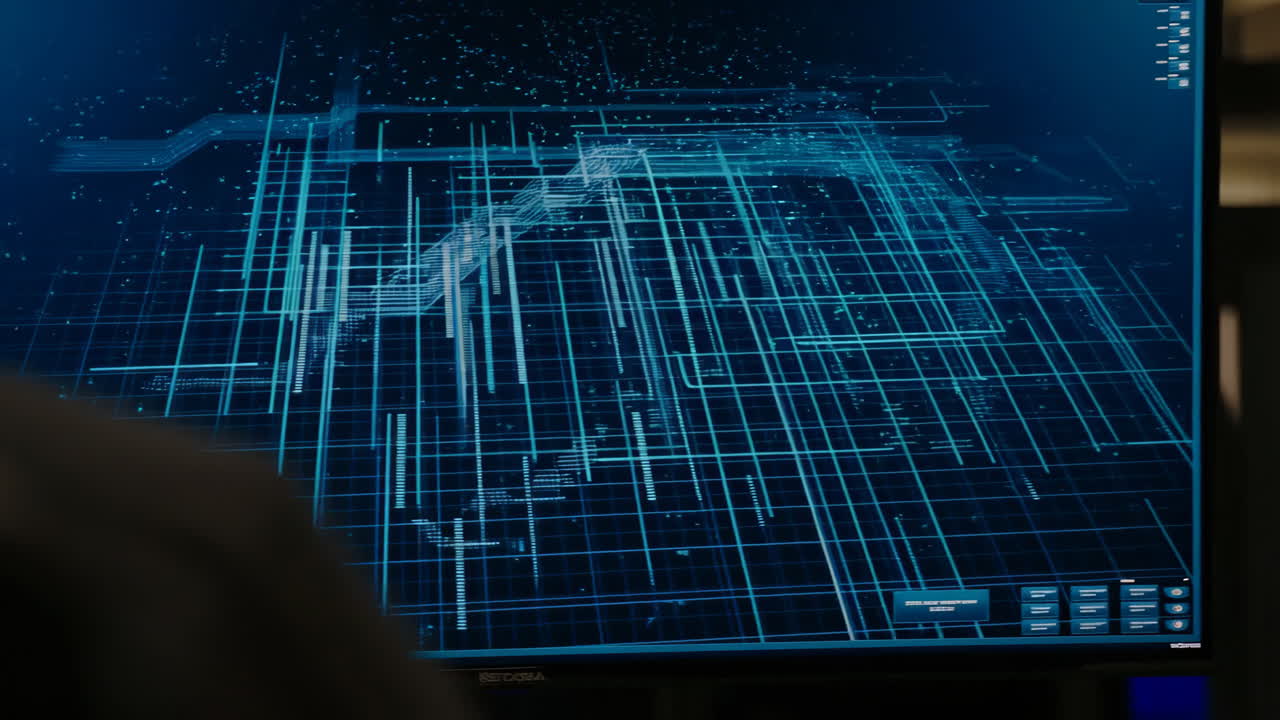 Digital Data Visualization on a Computer Screen in an Office