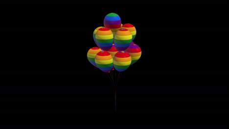 lgbt rotating 3d multicolored balloons with alpha channel transparent background