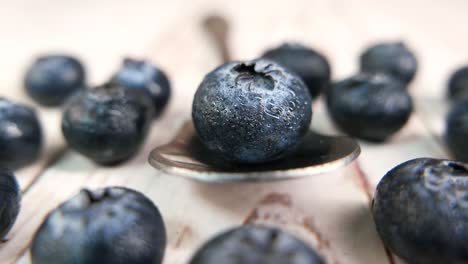 fresh blueberries on a spoon