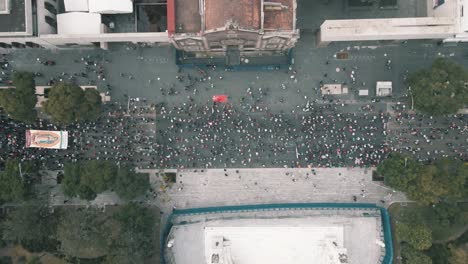 religious meeting in mexico city seen from the sky