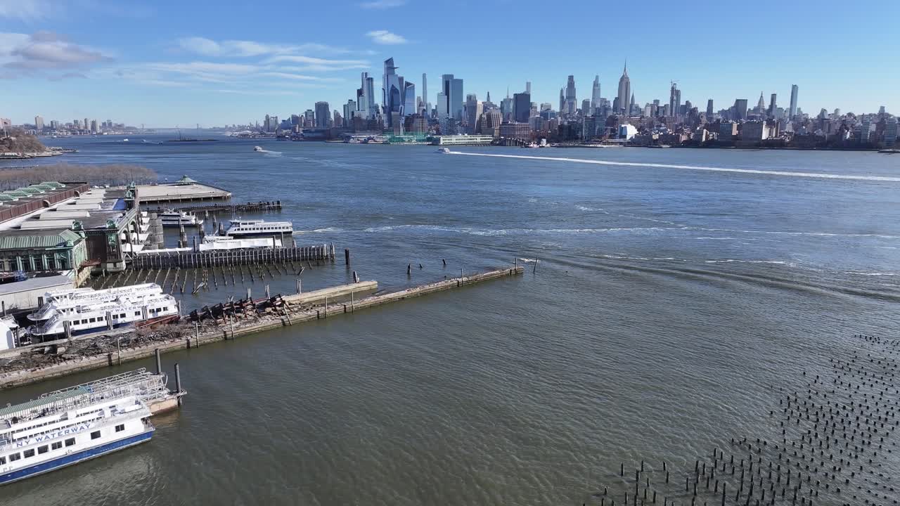Hoboken Terminal At Jersey City In New Jersey United States. Downtown District. New York Skyline Scene. Hoboken Terminal At New Jersey United States. Walkway Landscape