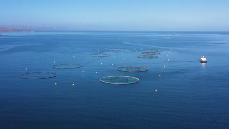 Aerial-footage-Farm-salmon-fishing-in-Norway