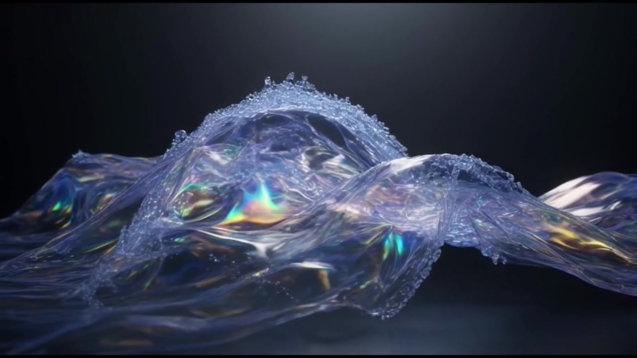 Abstract Iridescent Liquid Wave Flowing on Dark Background