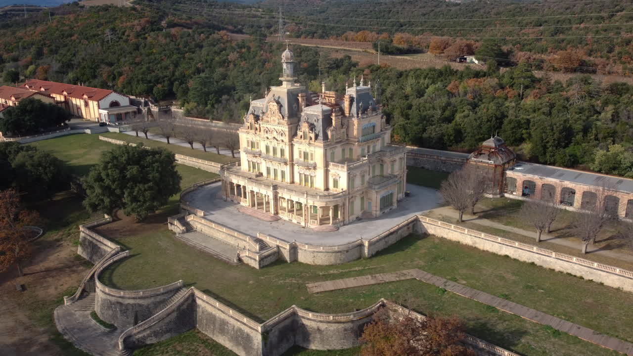 Aerial view of an abandoned palace