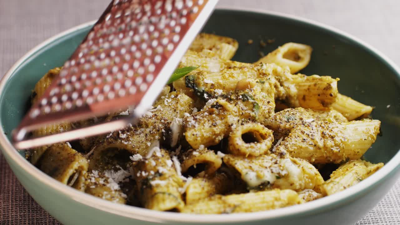 Penne Pasta with Pesto and Parmesan