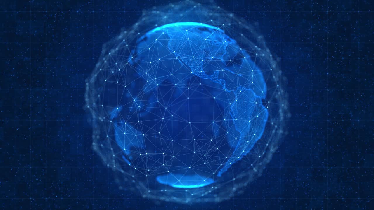 4K Digital world Particle Earth Hologram Technology Concept Loop Animation.