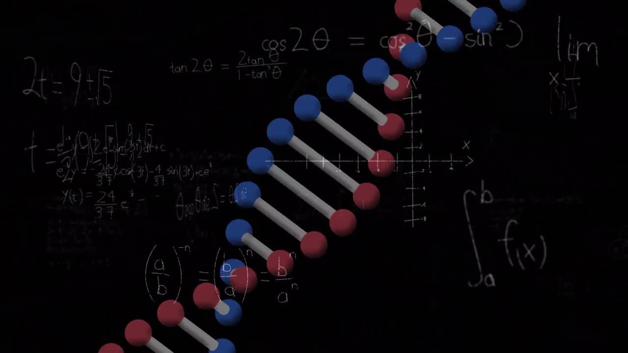 animación de ecuaciones matemáticas sobre la cadena de adn