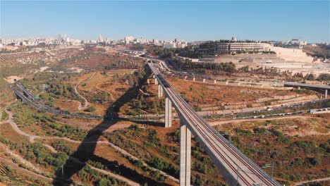 aerial view of jerusalem train bridge