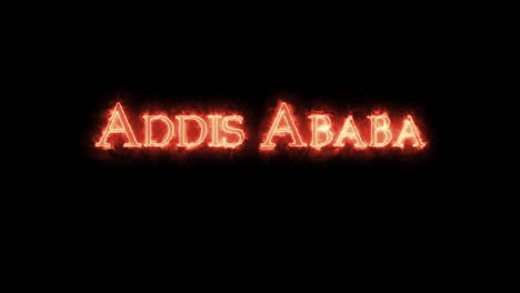 addis ababa written with fire. loop