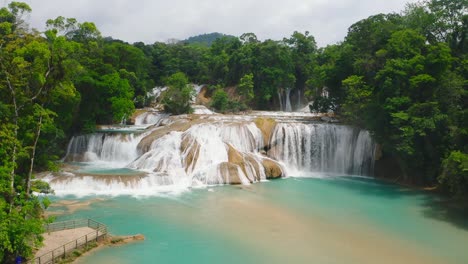 aerial shot of agua azul waterfalls in chiapas, mexico