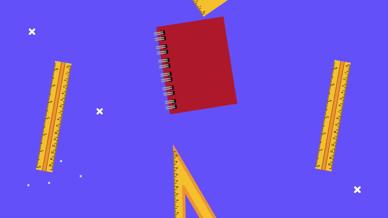 animación de regreso a la escuela con patrón de suministros