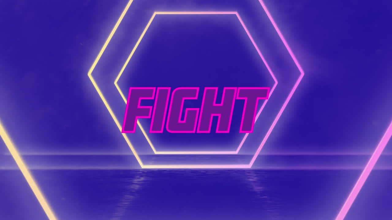 animación del texto de la lucha sobre hexágonos en bucle contra un fondo abstracto