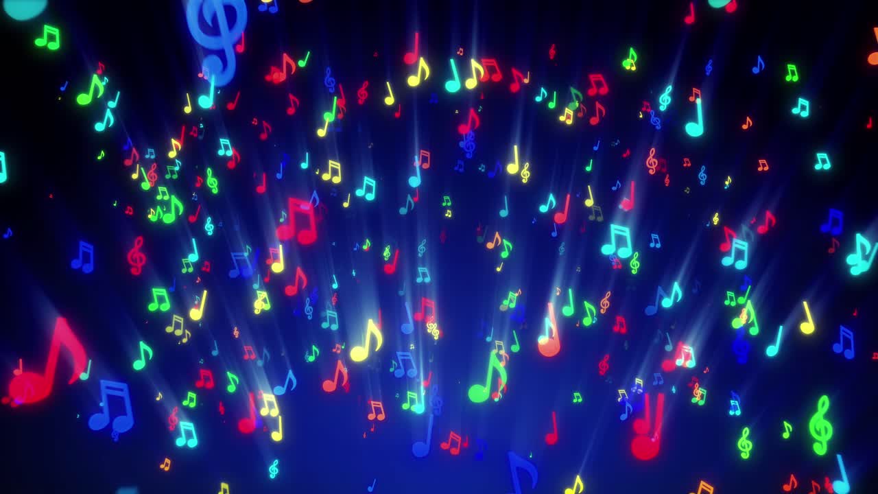 다채로운 음악 노트 폭발