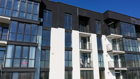 contemporary residential building in the city. exterior of a modern design of multistorey apartment building. aerial view.