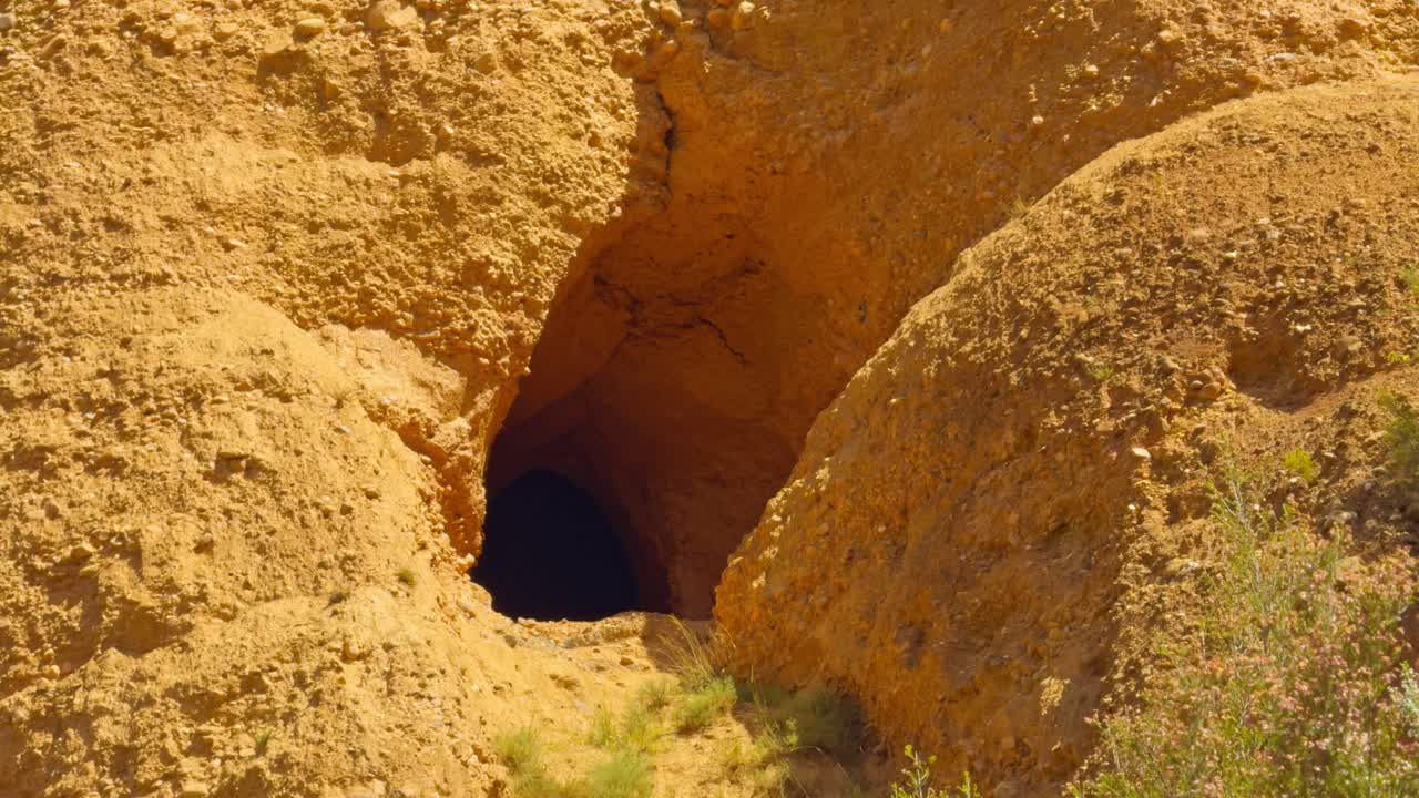 Small Opening On A Golden Mountain Sun Shining And Green Vegetation