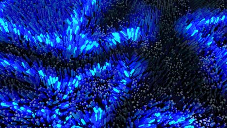 waves of blue color runs along glow blocks form a beautiful pattern on waving surface like garland. 4k abstract looped bg, sway sticks like coral. abstract gradient pattern. vj loop motion