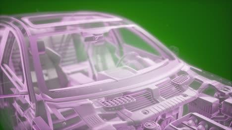 Holographic-animation-of-3D-wireframe-car-model-with-engine