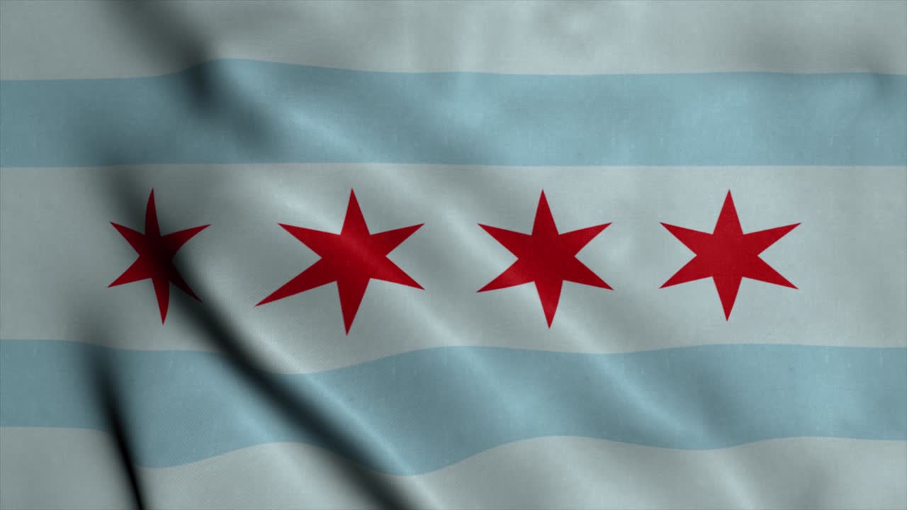 시카고 시의 발 (chicago city flag) 은 바람에 흔들리는 미국의 발이다.