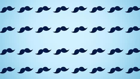 animación de bigote azul repetida en un fondo azul