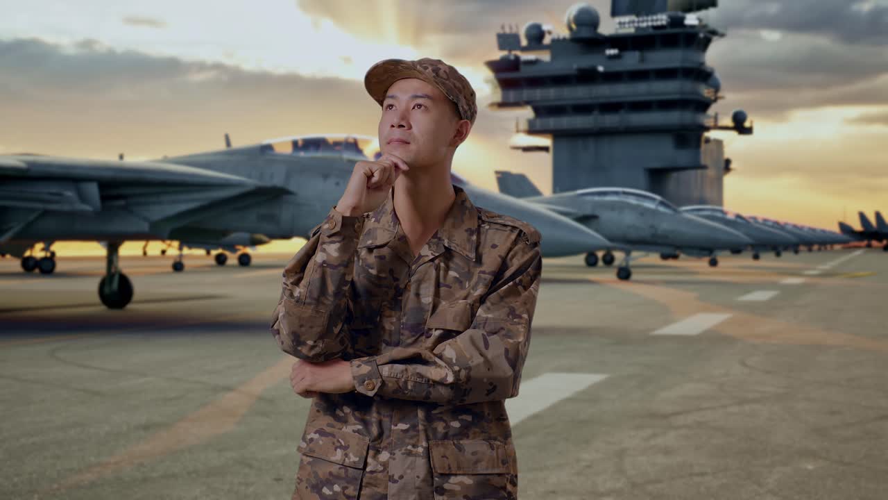 Military Personnel on Aircraft Carrier Deck