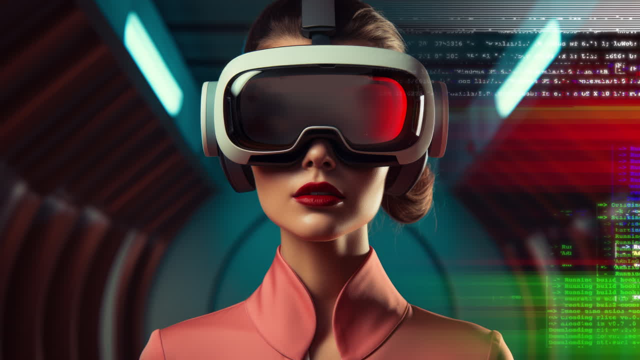 vr 헤드과 함께 여성 생성 a.i.