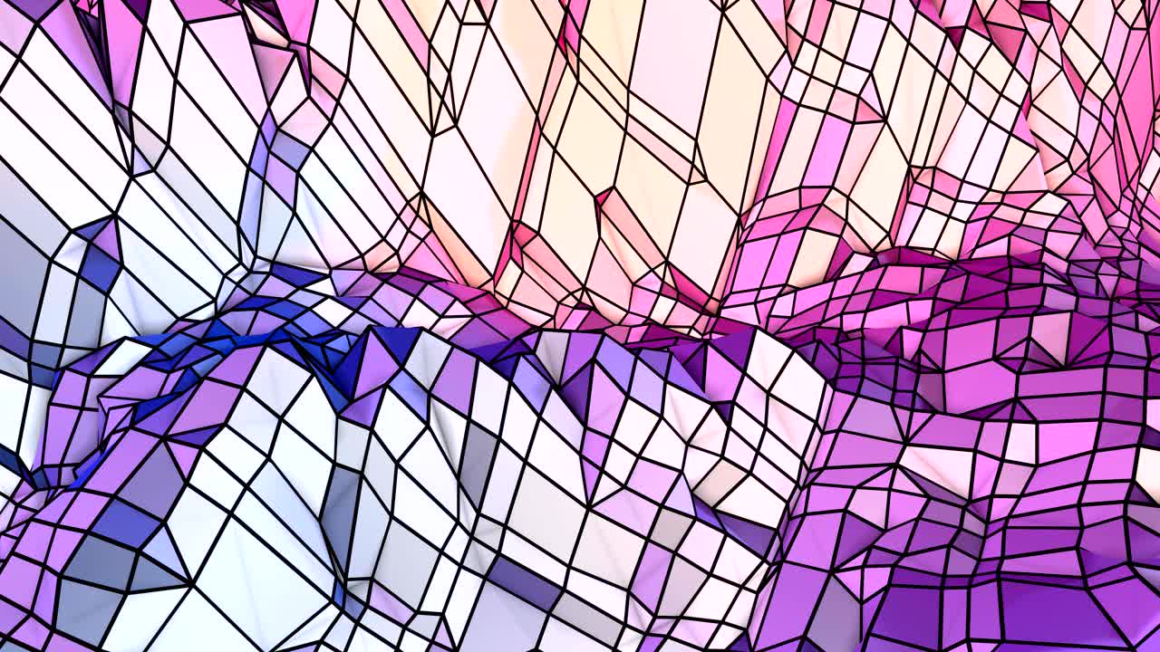 순수한 파란색, 빨간색 다각형으로 부드러운 기하학적 낮은 폴리 모션 배경 (아브스트랙트 간단한 파란, 빨간, 저 폴리 3d 표면 기하학 격자) 4k fullhd 무결 루프 배경 (그래디언트 파란색과 빨간색)