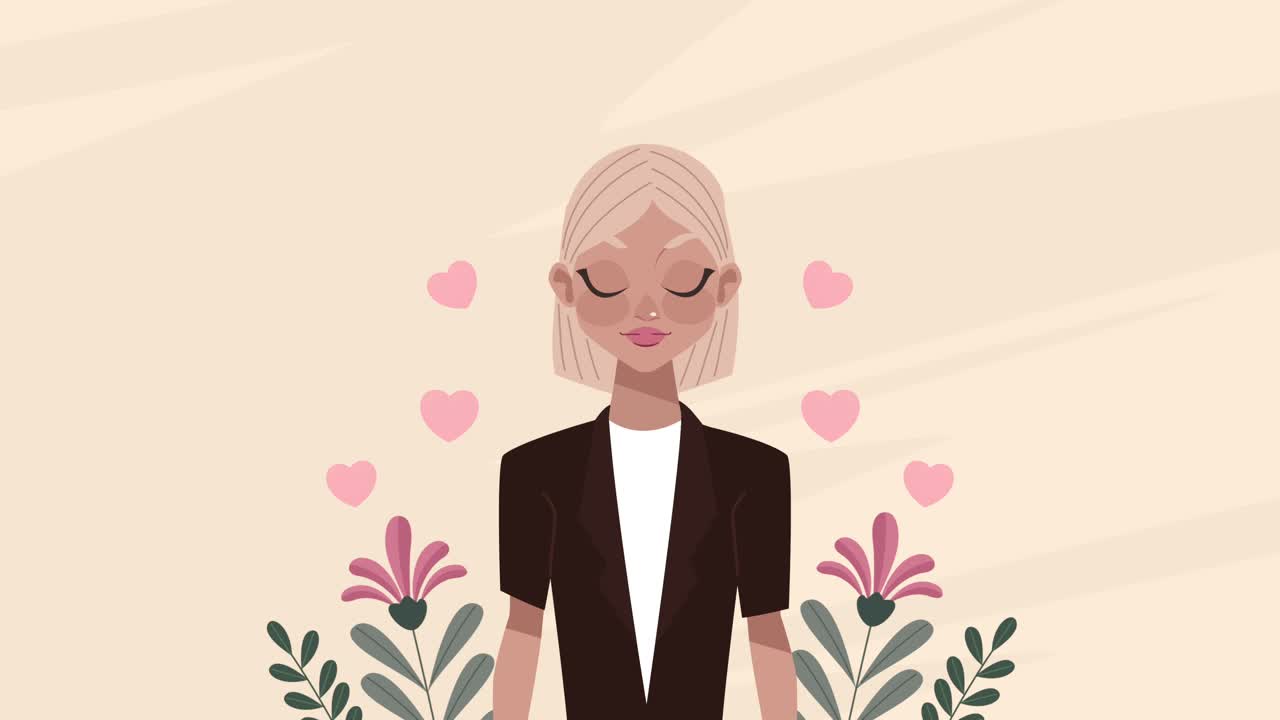 animation til glædelig kvindedag med blond kvinde