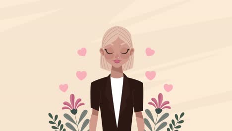 happy womens day animation with blond woman
